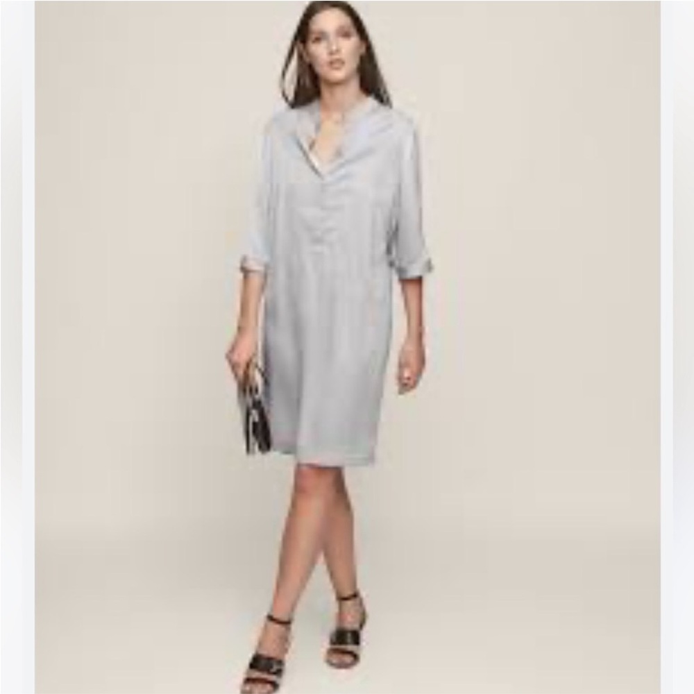 Reiss Soft Gray Midi Shirt Dress